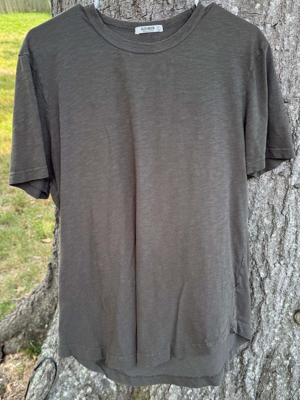 Buck Mason Fades Black Crewneck Shirt for Men Made in America Size large